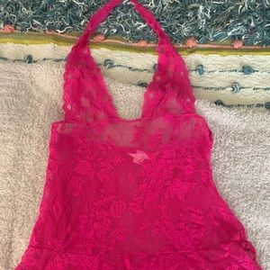 Victoria secret pink lingerie lace deep plunge